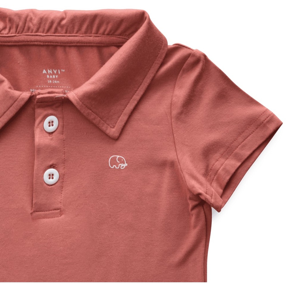 Anvi Baby - Personalized Short Sleeves Polo T-Shirt - Maroon_4T