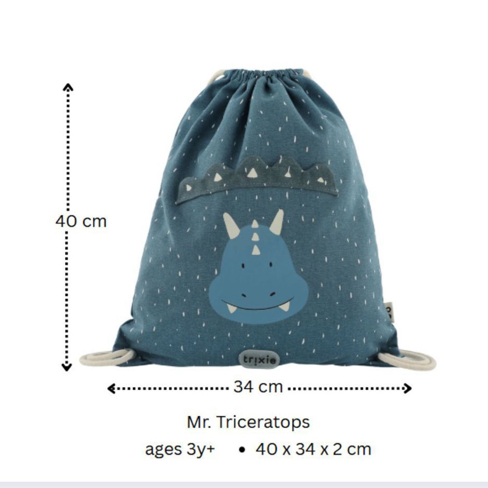 Trixie - Personalized Drawstring Bag - Mr. Triceratops 