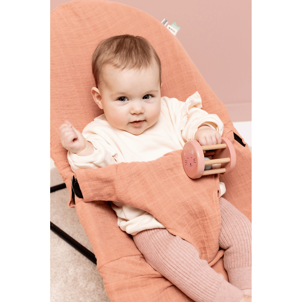 Trixie - Personalized Wooden Rolling Rattle - Mrs. Cat