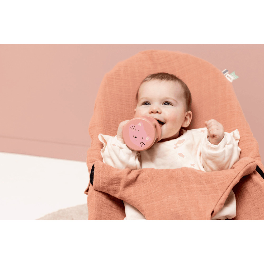 Trixie - Personalized Wooden Rolling Rattle - Mrs. Cat