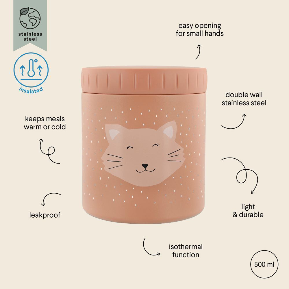 Trixie - Personalized Double Wall Insulated Food Jar - Mrs. Cat - 500 ml