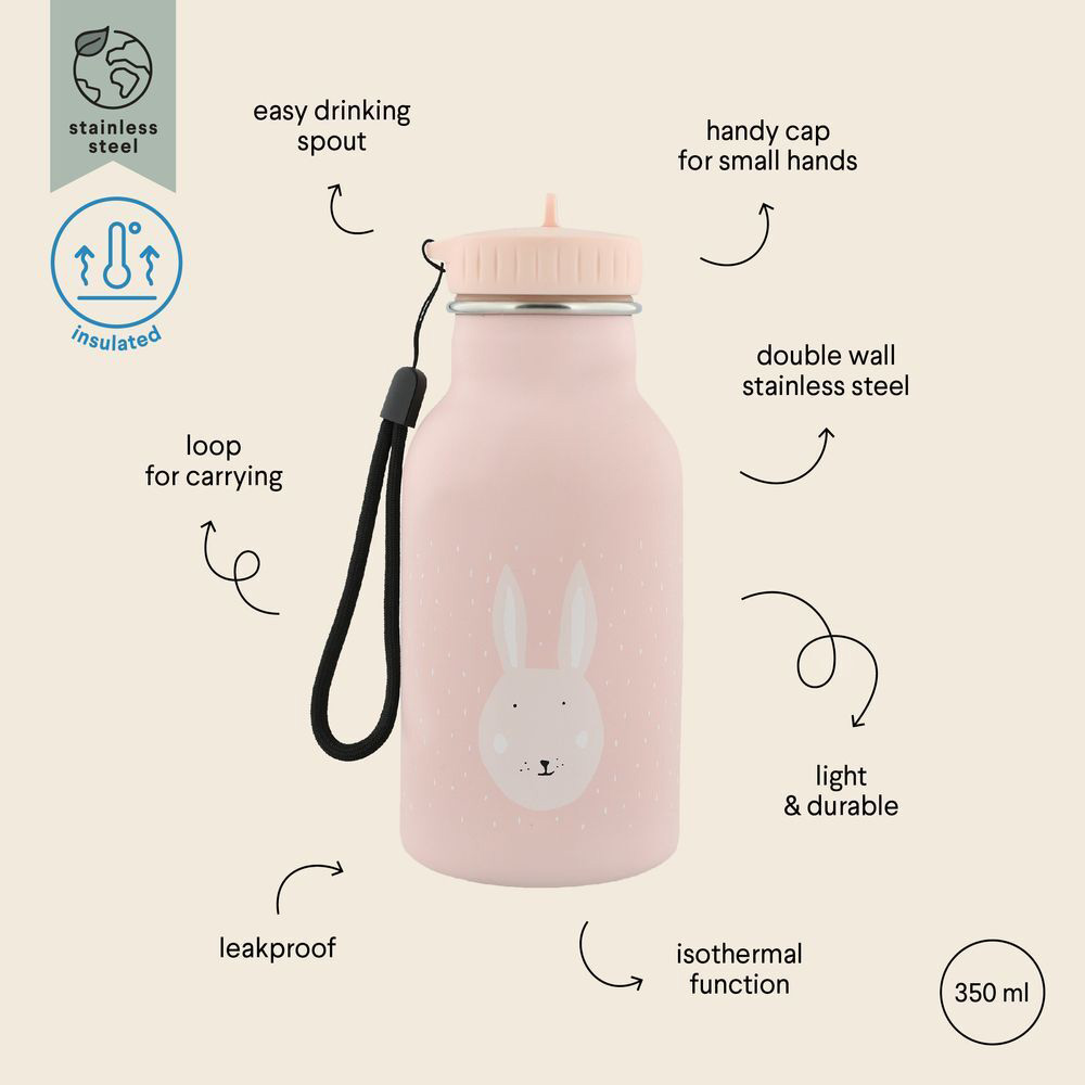 Trixie - Personalized Double Wall Insulated Water Bottle - Mrs. Rabbit - 350 ml
