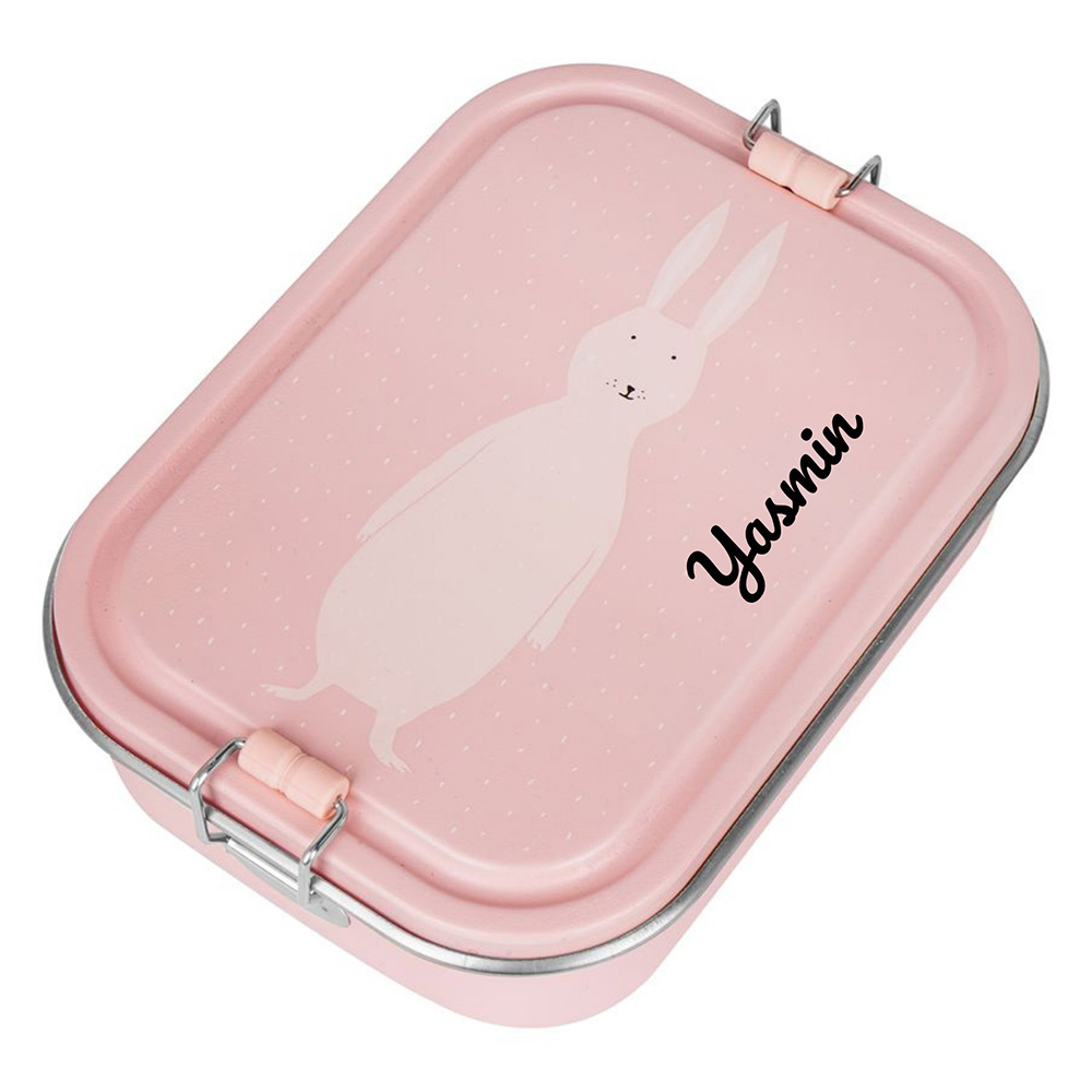 Trixie - Personalized 2-Compartment Stainless Steel Lunch Box - Mrs. Rabbit