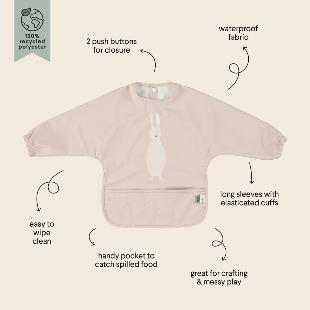 Trixie - Personalized Waterproof Long Sleeves Bib - Mrs. Rabbit