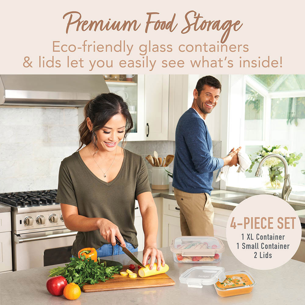 Bentgo - Personalized Leak-Proof Glass Food Storage - White Stone - 2 Pc Set