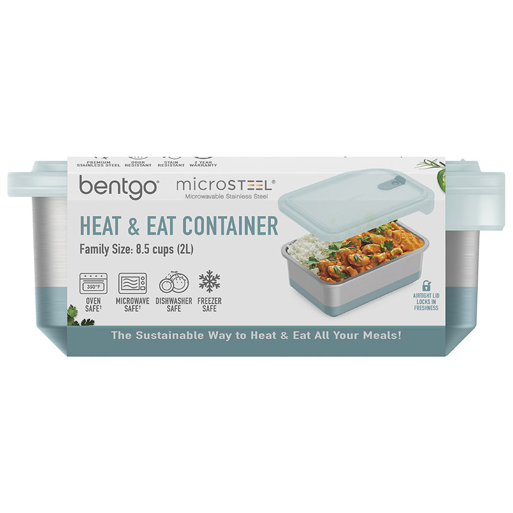 Bentgo - Personalized Microsteel Heat And Eat Lunch Box - Aqua - 2 L