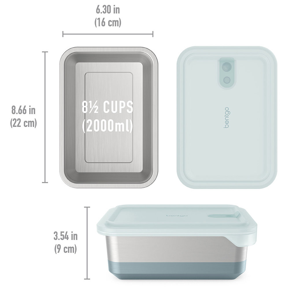 Bentgo - Personalized Microsteel Heat And Eat Lunch Box - Aqua - 2 L