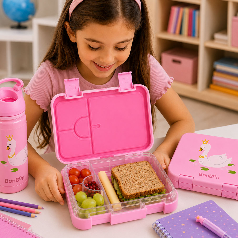 Bonbon - Personalized 4/6-Compartment Lunch Box - Swan