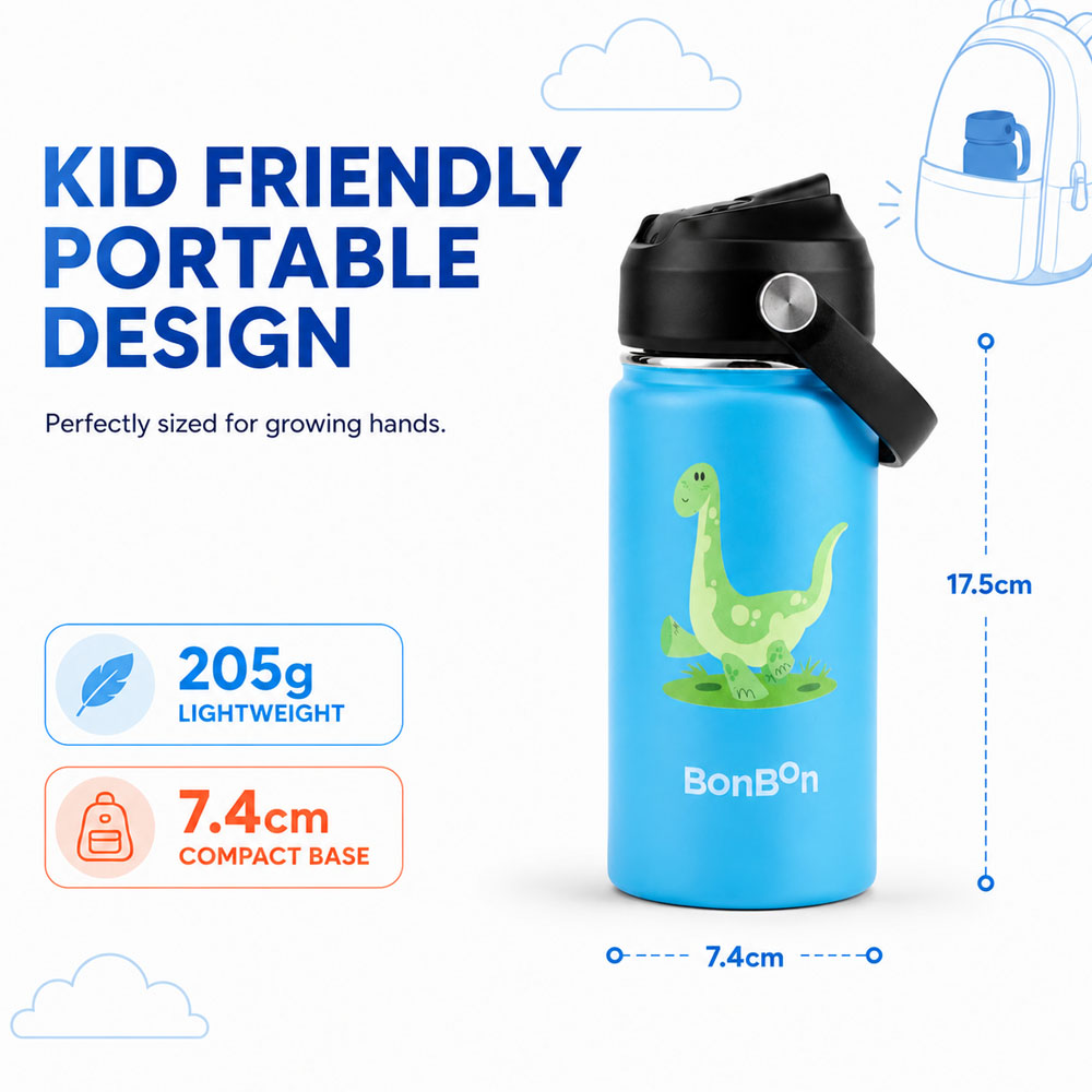Bonbon - Personalized Stainless Steel Water Bottle - Dino - 350 ml