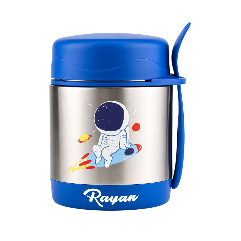 Bonbon - Personalized Stainless Steel Food Jar With Spork - Astro - 300 ml