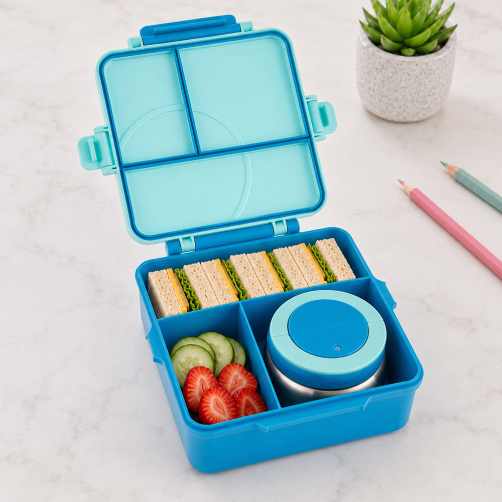 Bonbon - Personalized 3/4 Compartment Grand Lunch Box With Thermos Food Jar