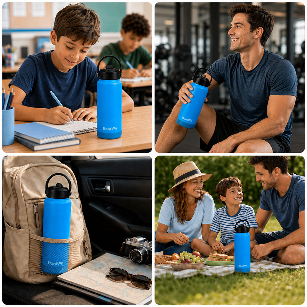 Bonbon - Personalized Steel Water Bottle With Straw Lid - 750 ml