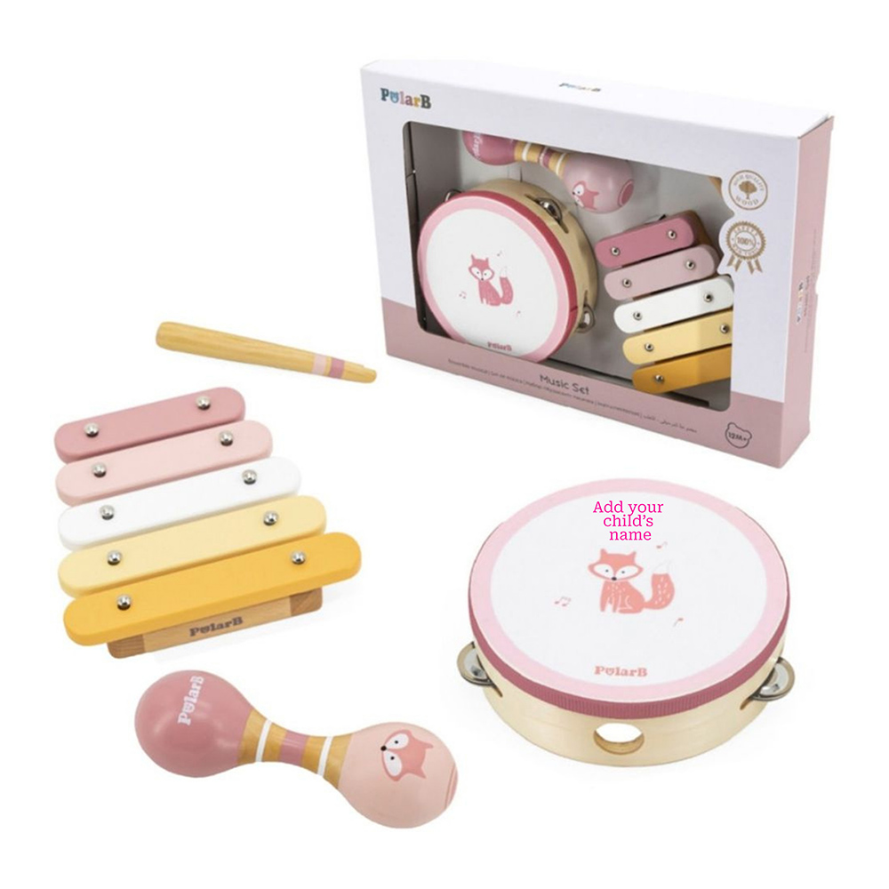PolarB - Personalized Fox Wooden Music Set - 4 Pc Set
