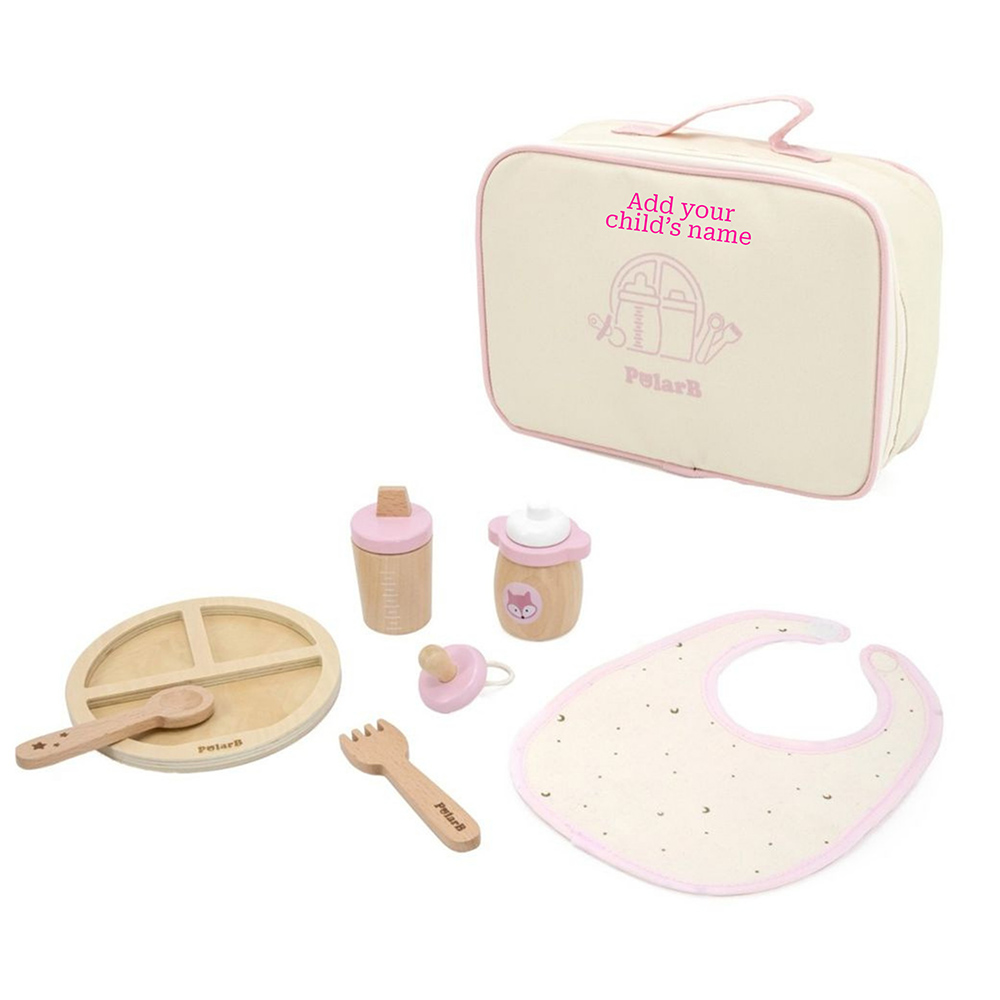 PolarB - Personalized Wooden Baby Doll Feeding Set - 8 Pc Set