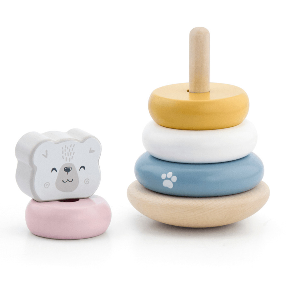 PolarB - Personalized Wooden Polar Bear Stacking And Pounding Bench