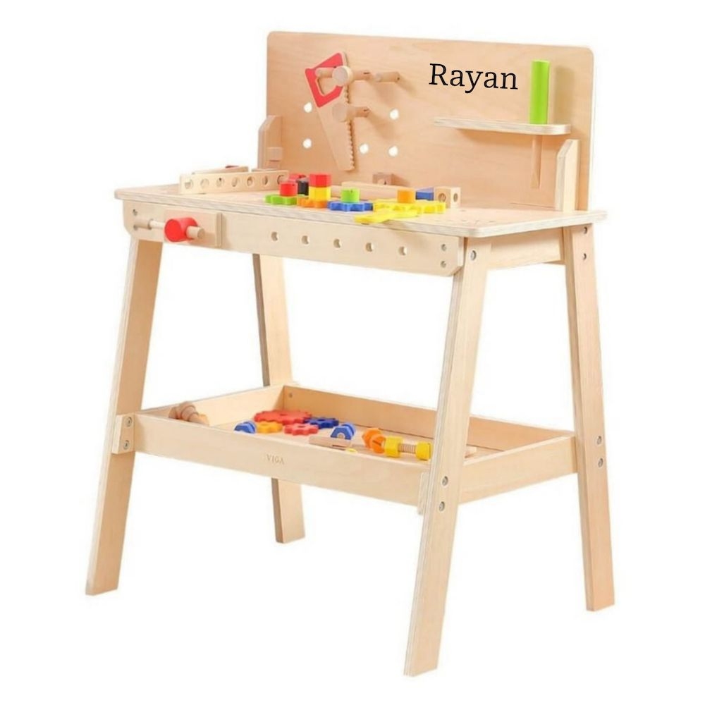 Viga - Personalized Wooden Tool Bench With Accessories Educational Toy - Multicolor