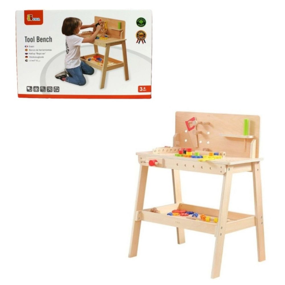 Viga - Personalized Wooden Tool Bench With Accessories Educational Toy - Multicolor
