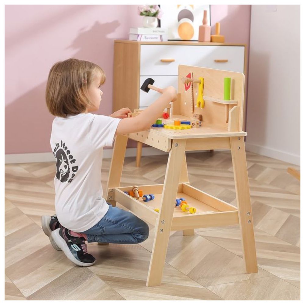 Viga - Personalized Wooden Tool Bench With Accessories Educational Toy - Multicolor