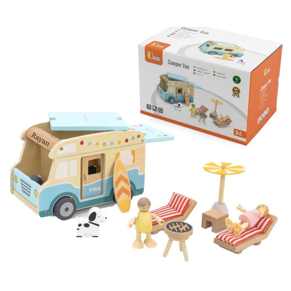 Viga - Personalized Wooden Camper Van Playset - Multicolor - 12 Pcs