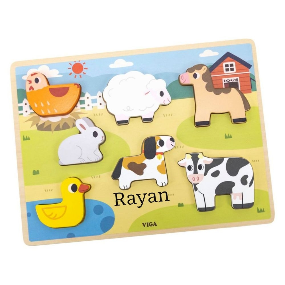 Viga - Personalized Farm Animals Block Puzzle - Multicolor - 7 Pcs