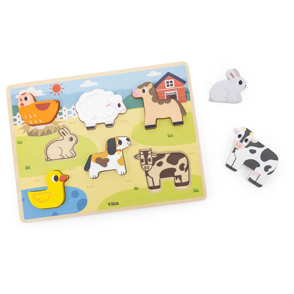Viga - Personalized Farm Animals Block Puzzle - Multicolor - 7 Pcs