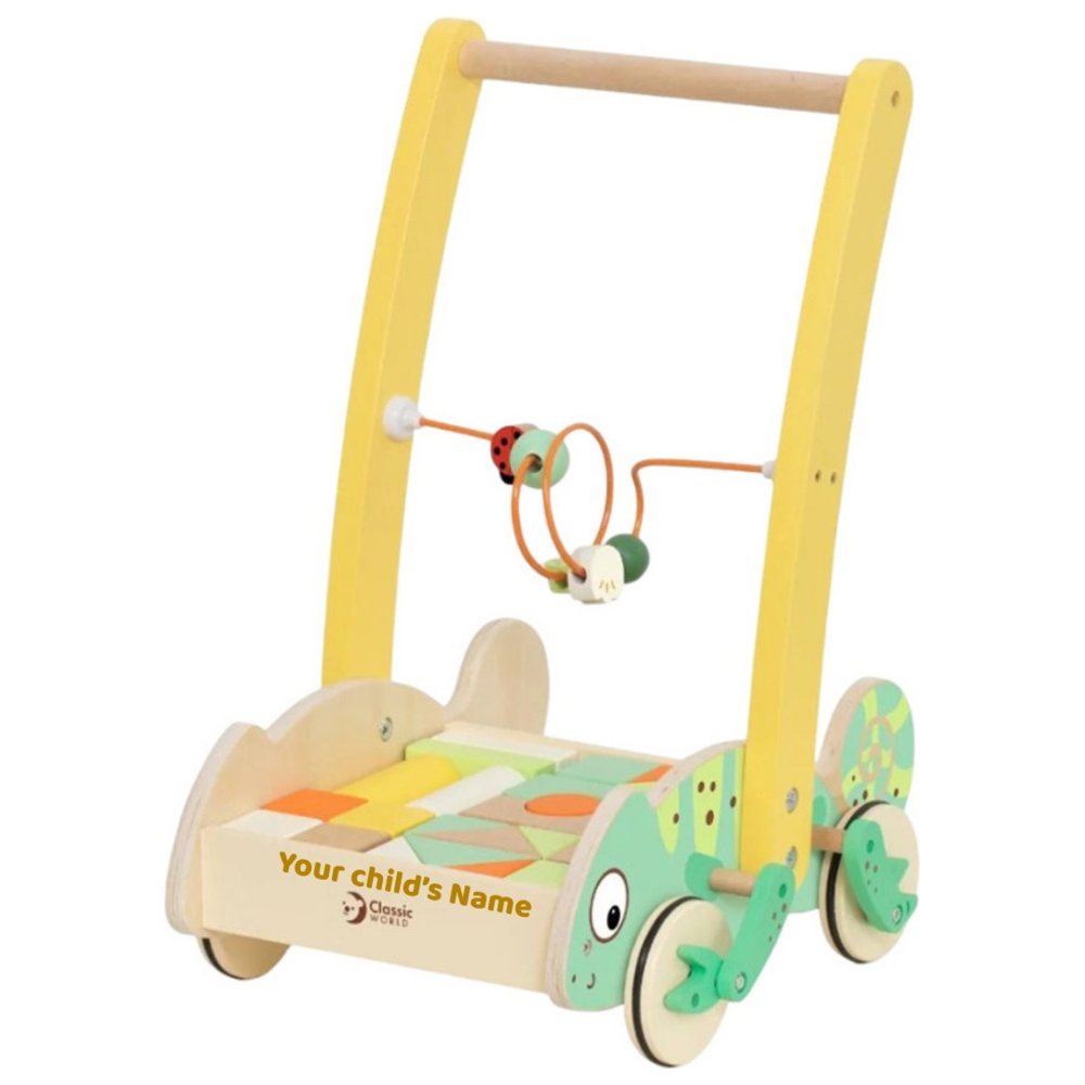 Classic World - Personalized Baby Walker With Blocks - 28 Pc Set