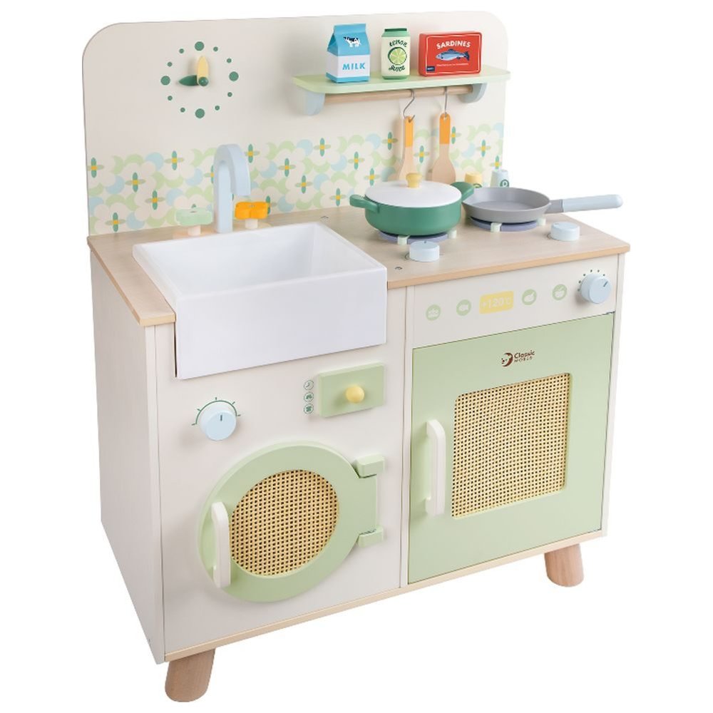 Classic World - Personalized Natural Kitchen Playset - 15 Pc Set