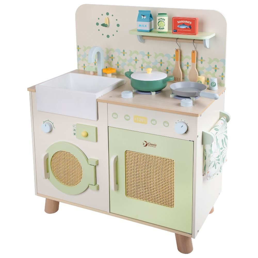 Classic World - Personalized Natural Kitchen Playset - 15 Pc Set
