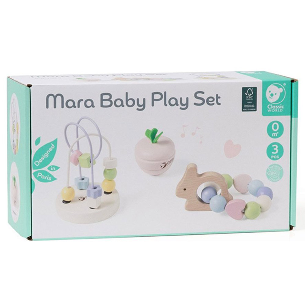 Classic World - Personalized Wooden Mara Baby Playset - 3 Pc Set