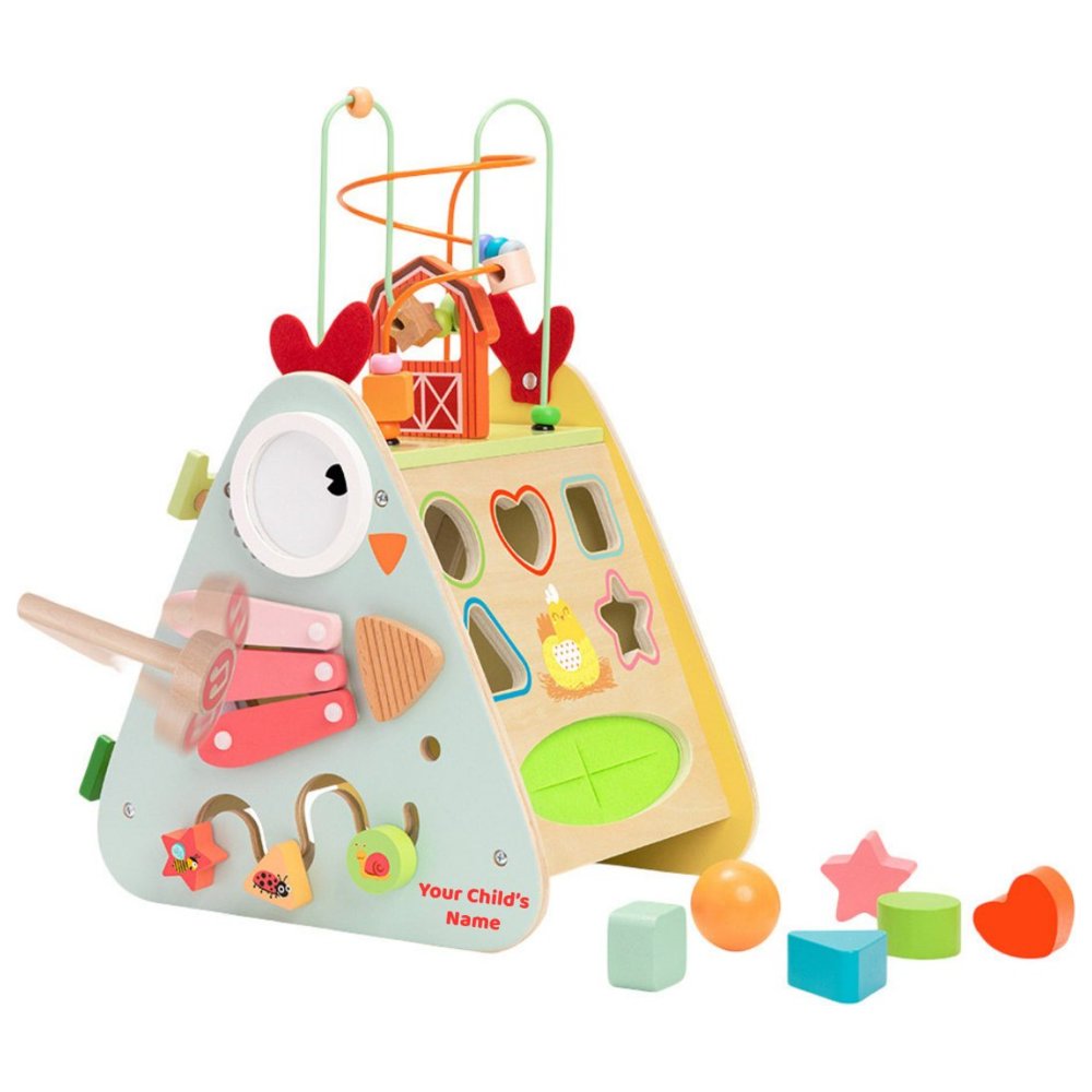 Classic World - Personalized 6-In-1 Happy Hen Wooden Activity Box