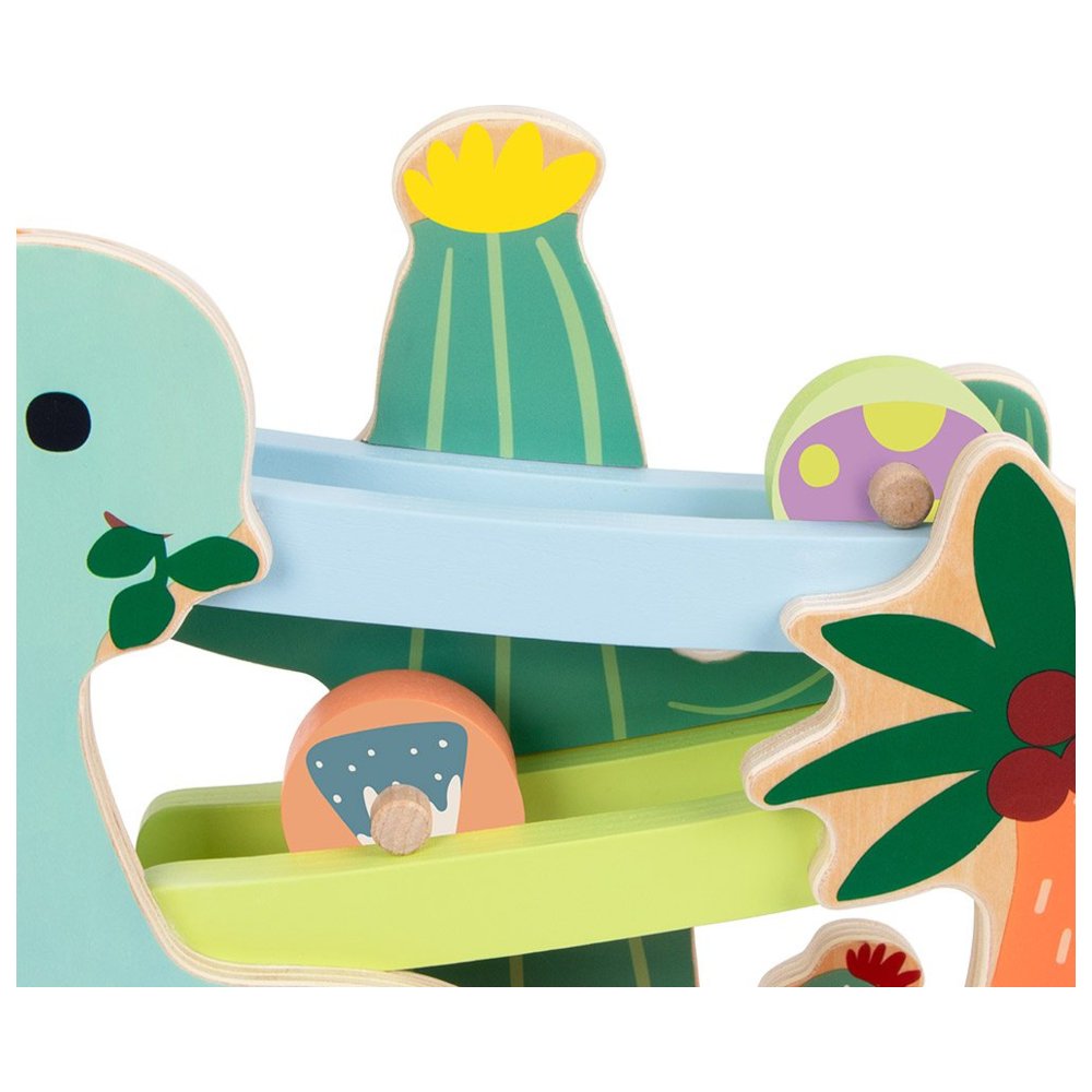 Classic World - Personalized Wooden Dinosaur Slide Ramp Race Track - 4 Pc Set