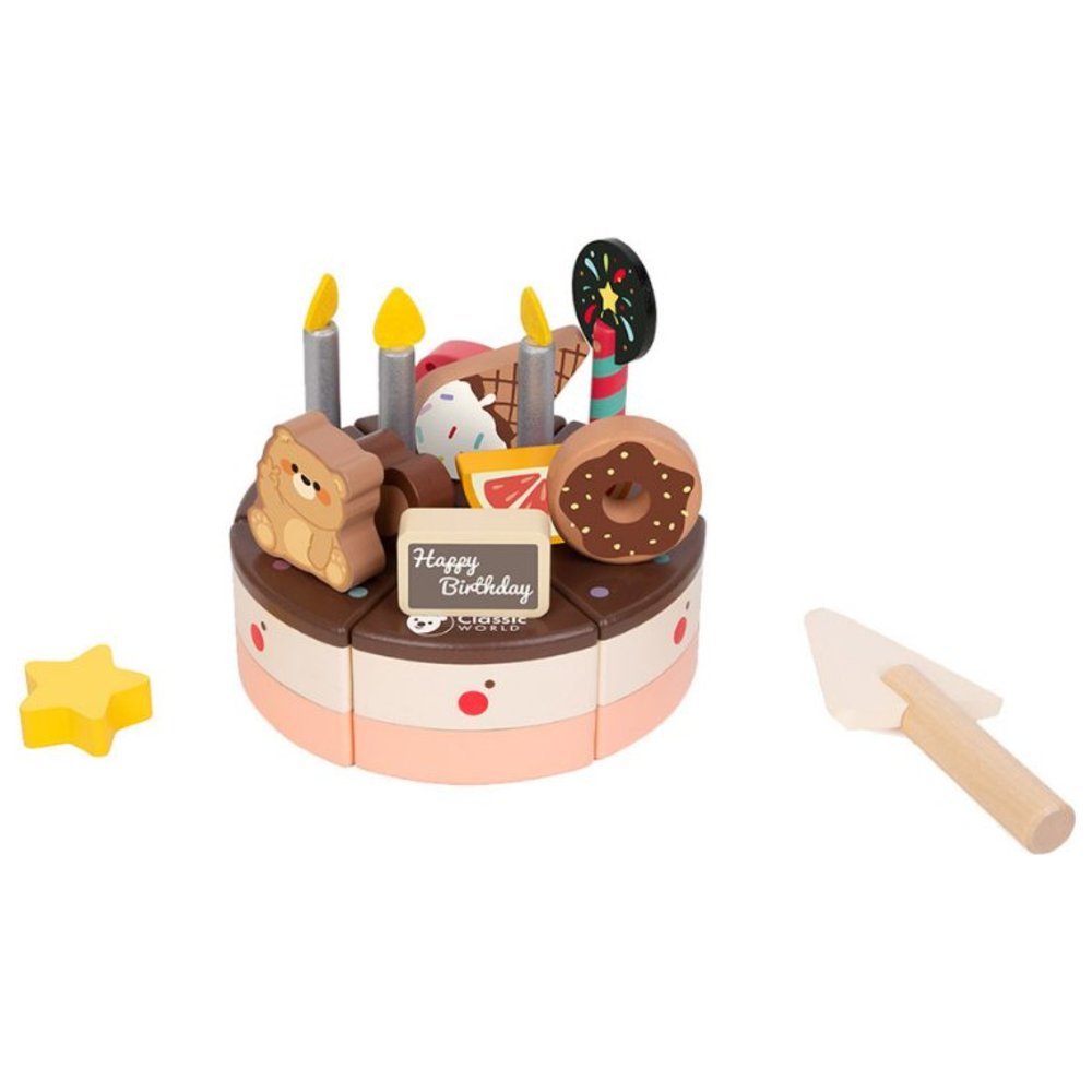 Classic World - Personalized Wooden Chocolate Cake - 19 Pc Set