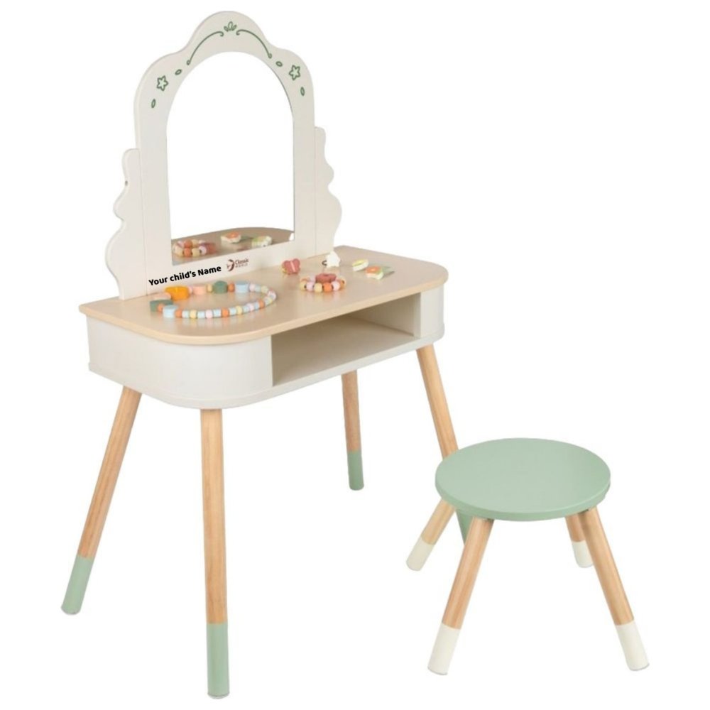 Classic World - Personalized Wooden Magic Dresser With Stool And Mirror
