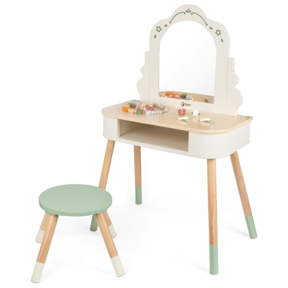 Classic World - Personalized Wooden Magic Dresser With Stool And Mirror