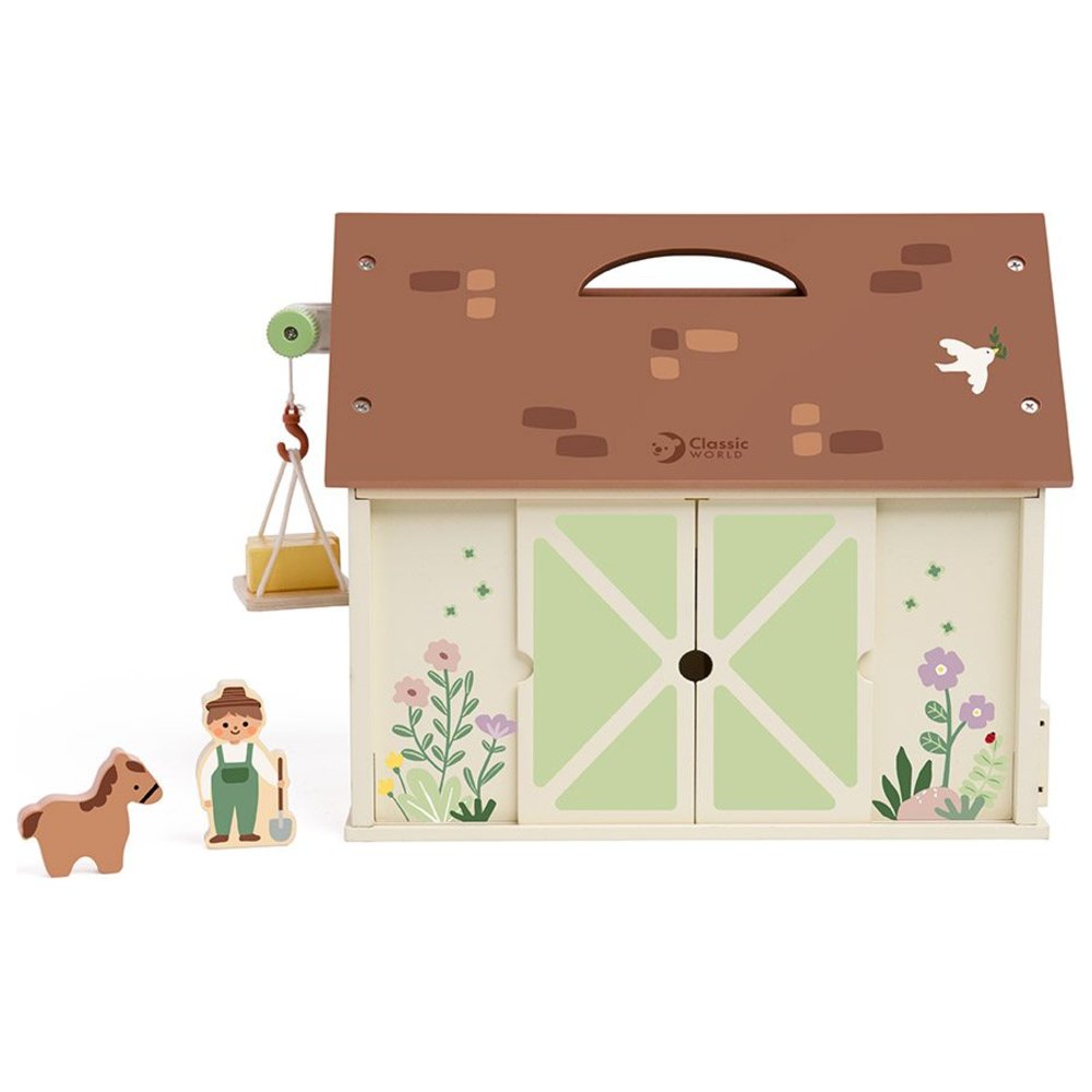 Classic World - Personalized Wooden Vintage Farm Playset - 17 Pc Set