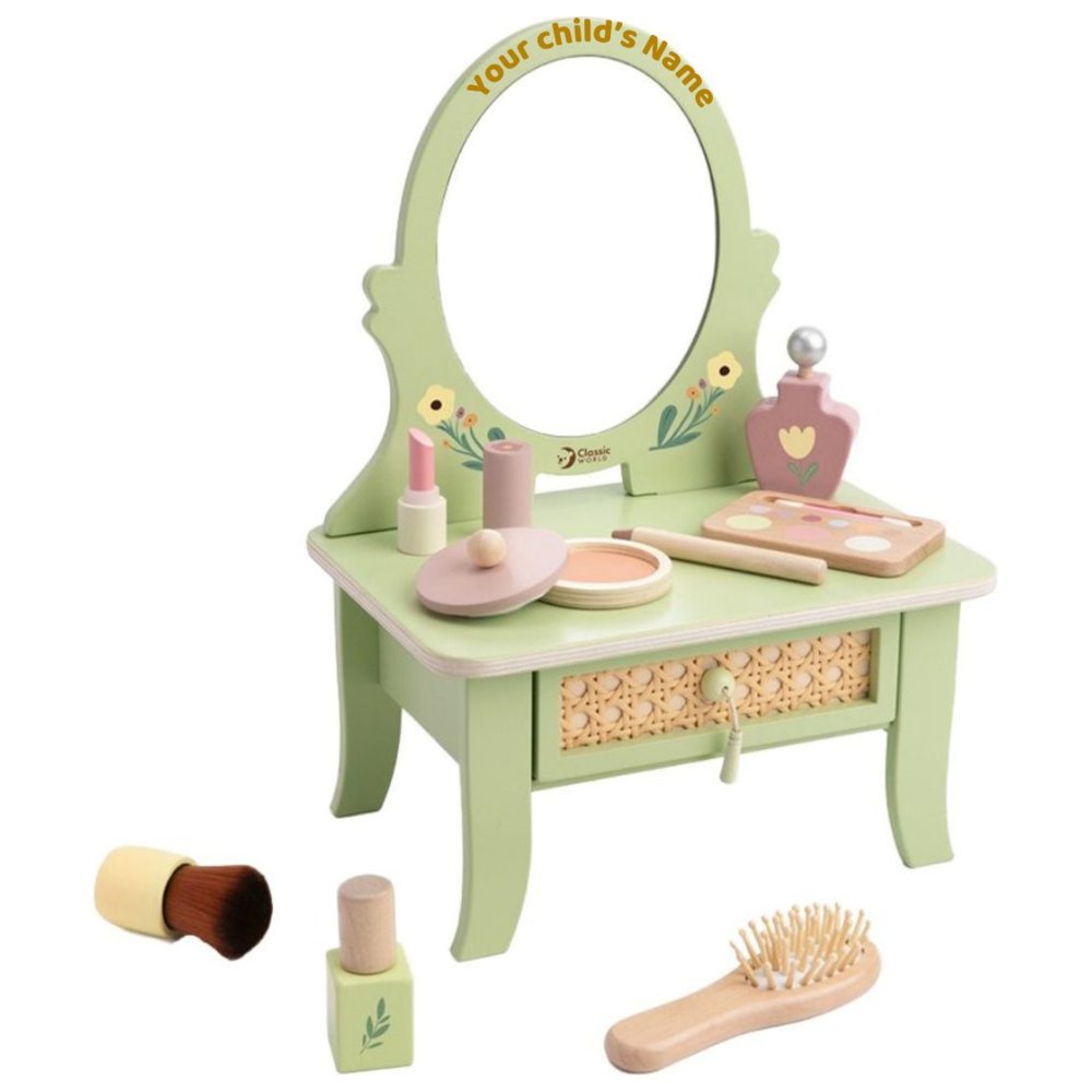 Classic World - Personalized Wooden Vintage Dressing Table - Green