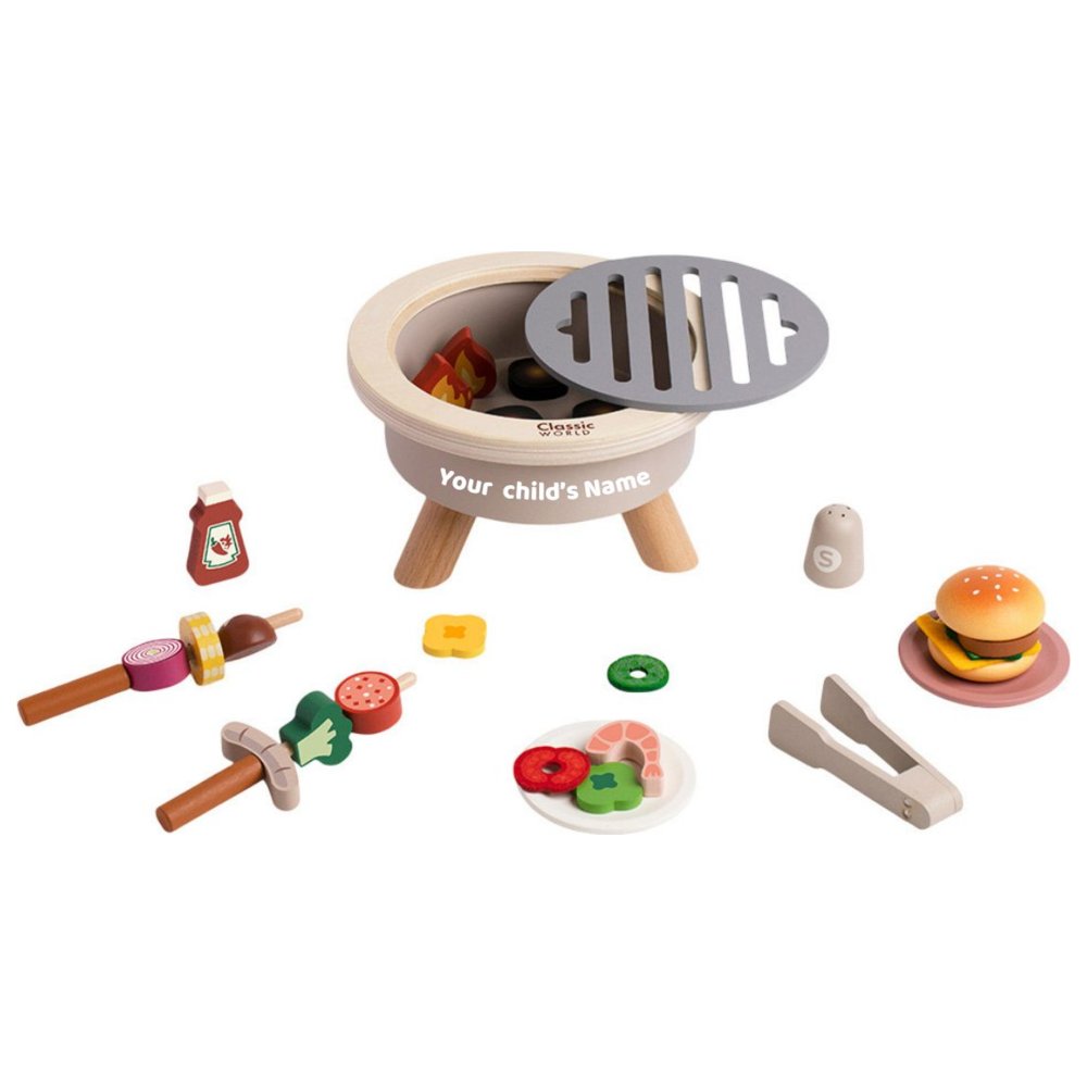 Classic World - Personalized Wooden BBQ Playset - 30 Pc Set