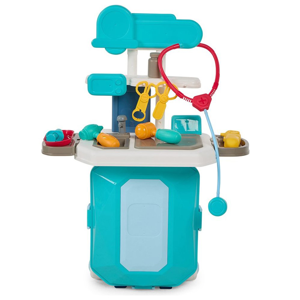 Little Learners - Personalized Doctor Trolley Case - Blue - 18 Pc Set