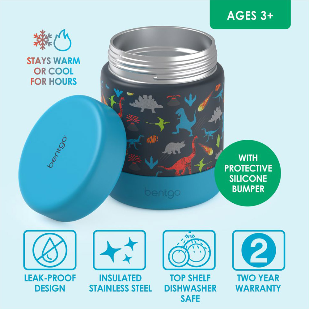 Bentgo - Personalized Kids Stainless Steel Insulated Food Jar - Dino - 330 ml