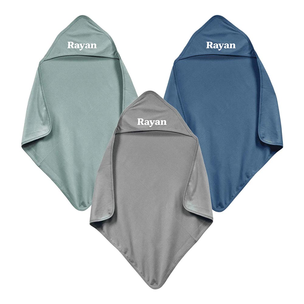 Babies Basic - 3pc-Set - Personalized Baby Ribbed Cotton Hooded Blanket