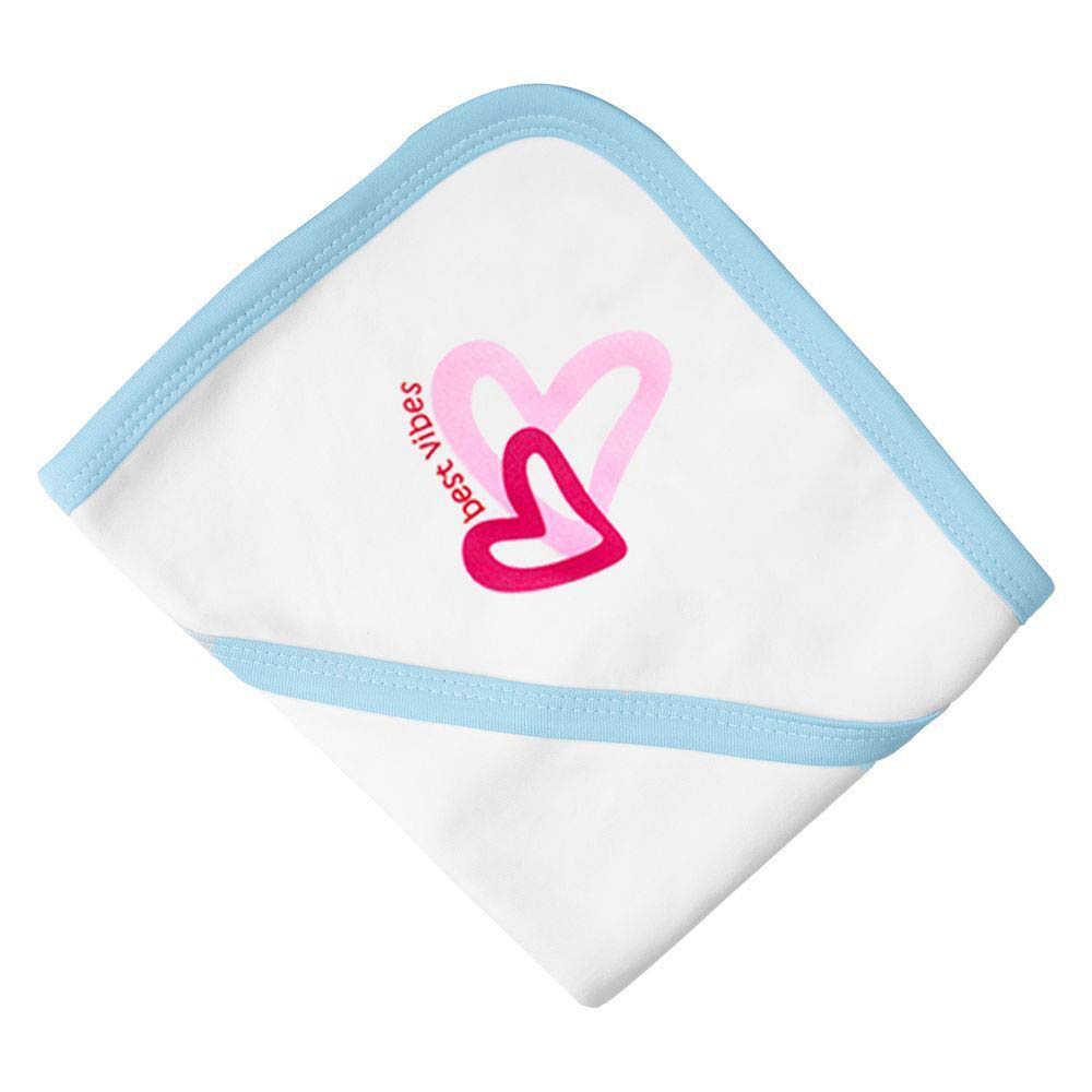 Babies Basic - Personalized Baby 100% Cotton Heart Hooded Blanket