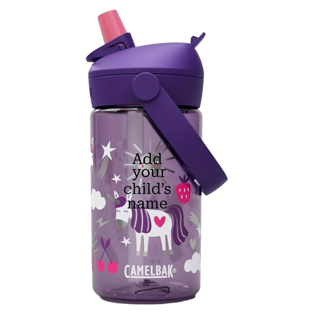 Camelbak - Personalized Kids Thrive Flip Straw Water Bottle - Unicorn Party - 0.4 L