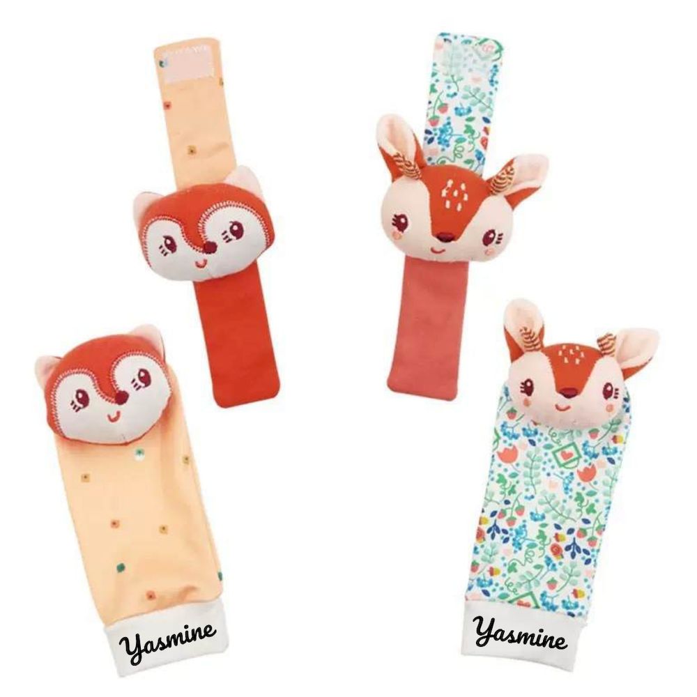 Factory Price - Personalized Wrist Rattle And Foot Finder - Fox And Deer