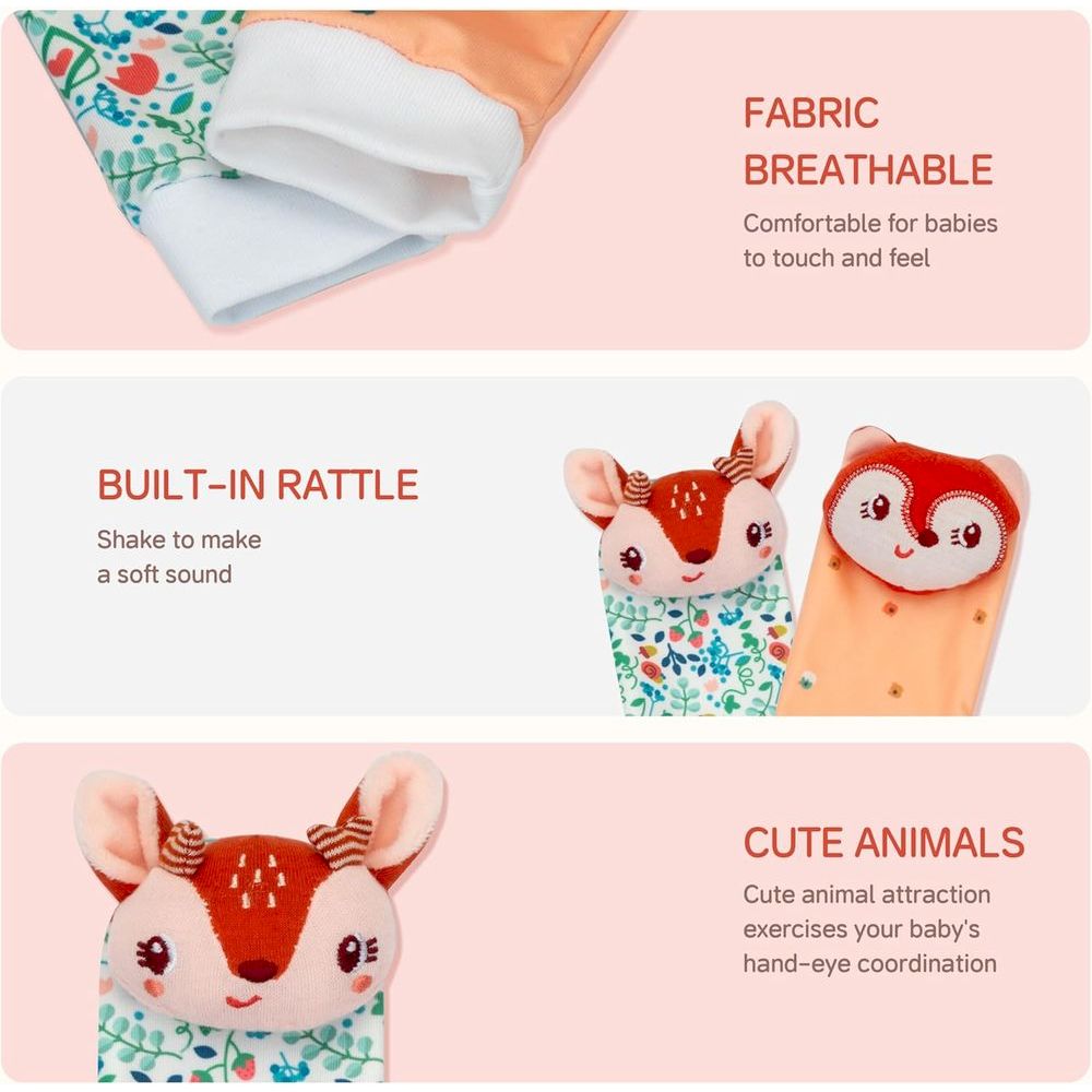 Factory Price - Personalized Wrist Rattle And Foot Finder - Fox And Deer