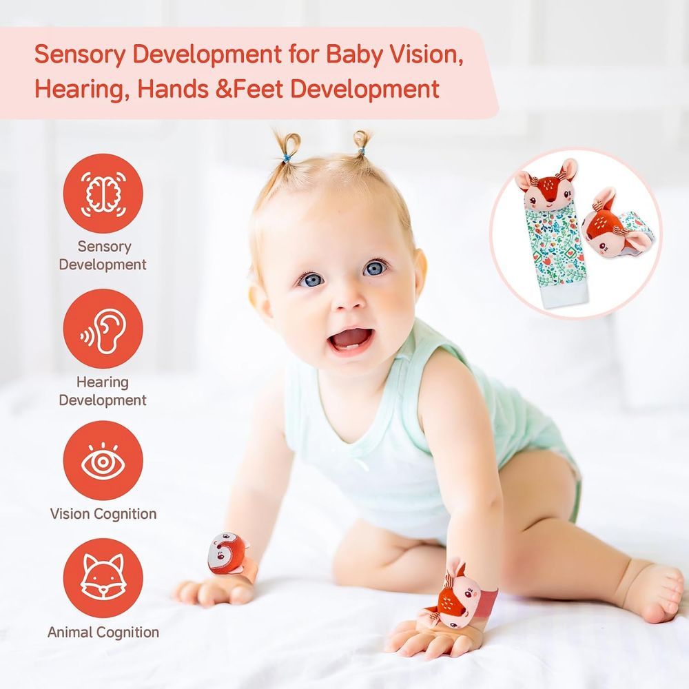 Factory Price - Personalized Wrist Rattle And Foot Finder - Fox And Deer