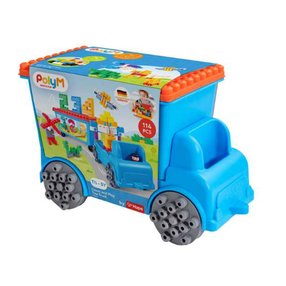 Hape - Personalized Poly M Count And Play Tow Truck Building Toys - 114 Pc Set