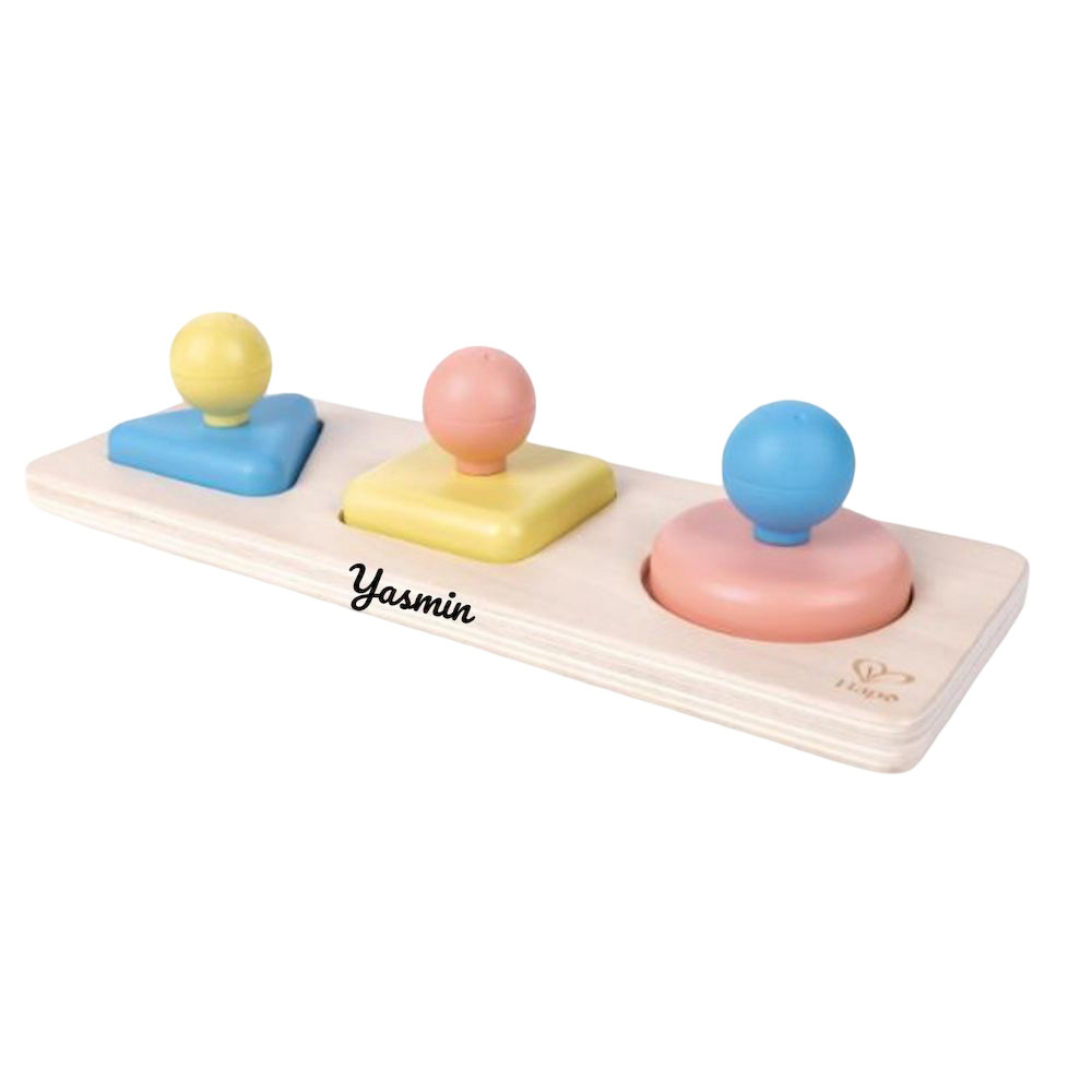 Hape - Personalized Wooden Montessori Mirror Shape Puzzle - 3 Pc Set