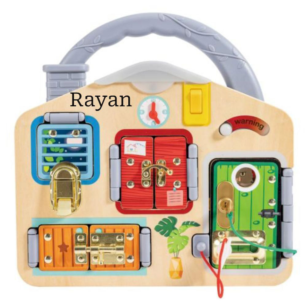 Hape - Personalized Wooden Lock And Learn Playboard With Light And Handle