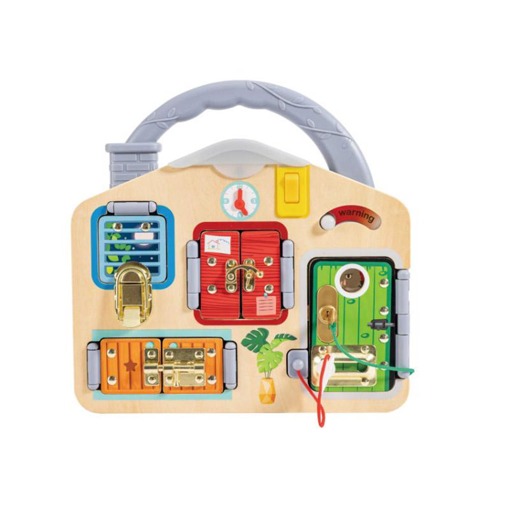 Hape - Personalized Wooden Lock And Learn Playboard With Light And Handle