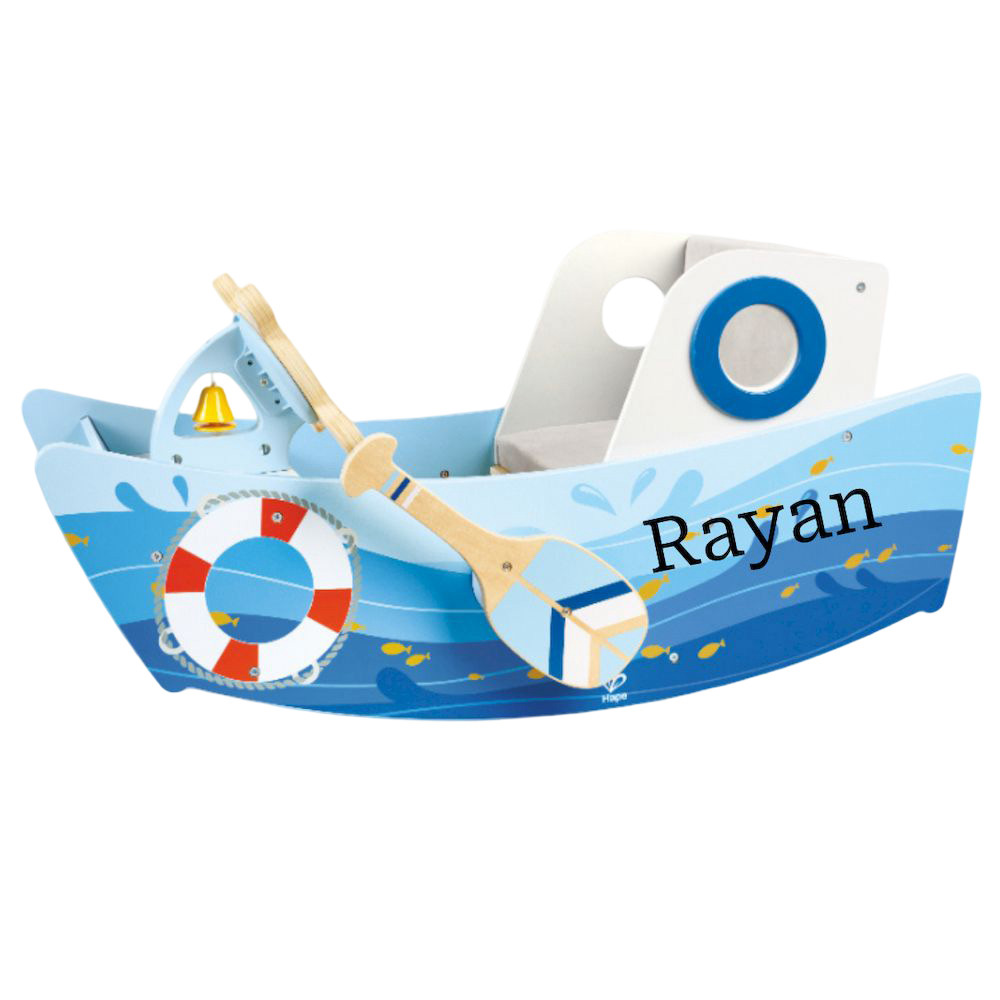 Hape - Personalized Captain's Rocking Boat Ride-On Toy - Blue